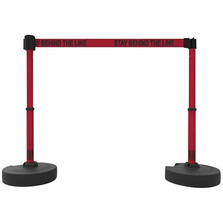 BANNER STAKES PLUS Red ''Stay Behind The Line'' Retractable Barrier Set PL4295, 2PK 466PL4295